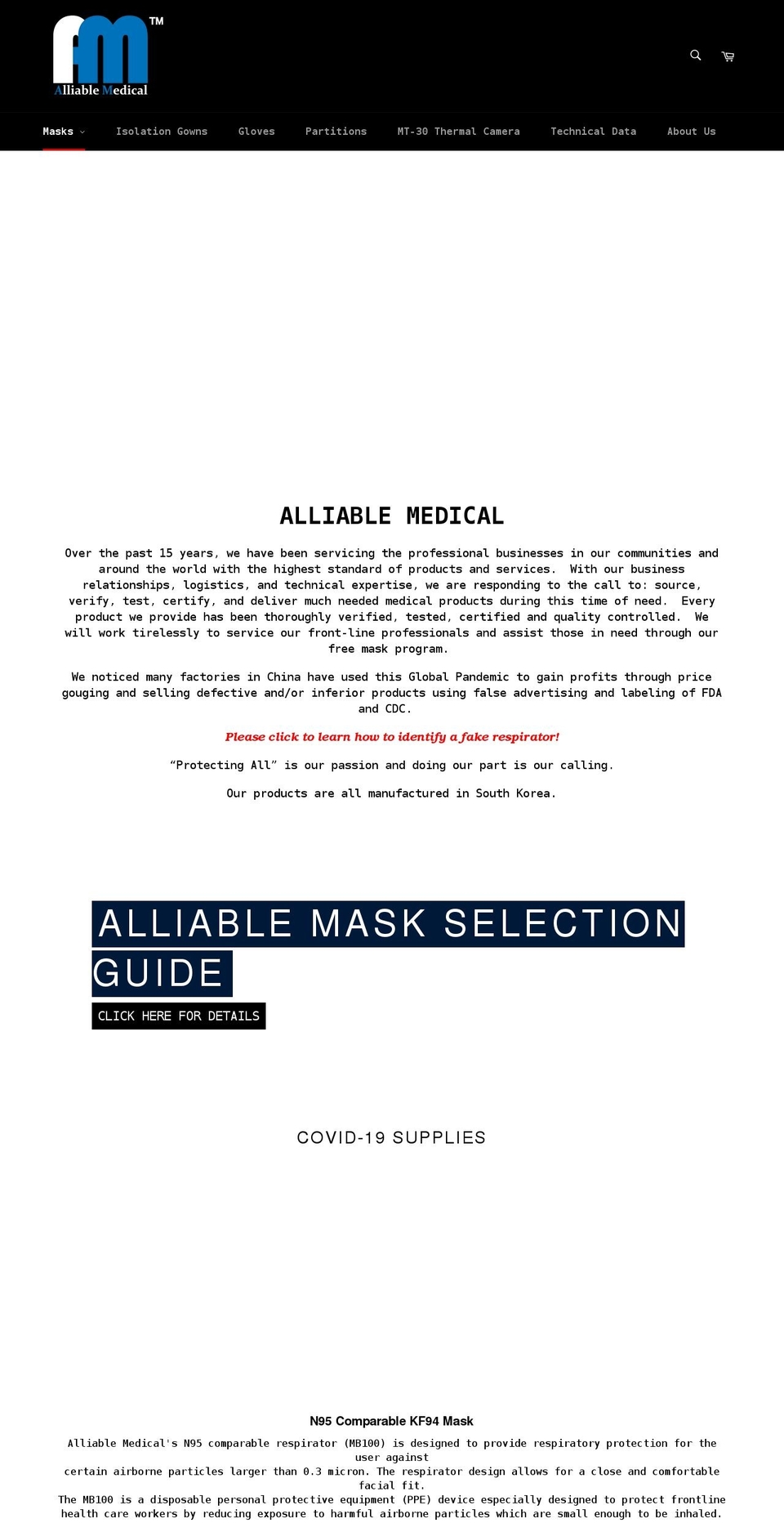 alliablemedical.com shopify website screenshot