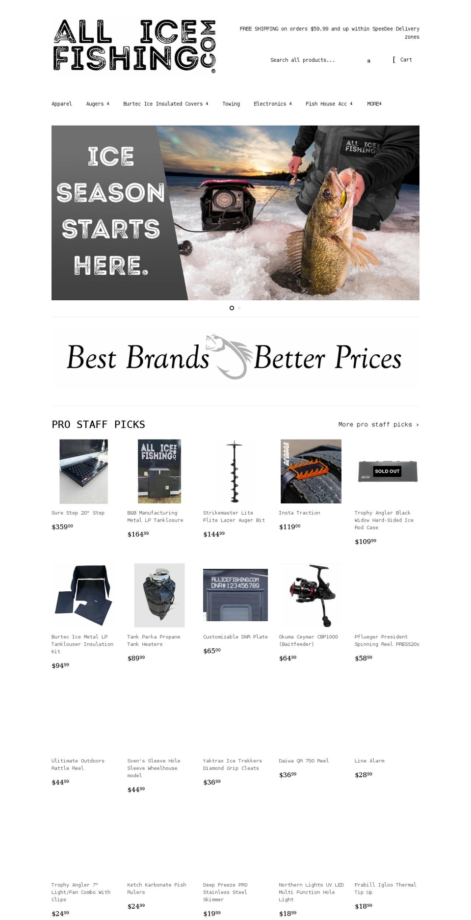 allicefishing.com shopify website screenshot
