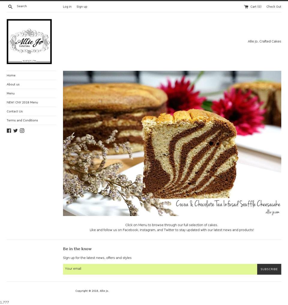 allie-jo.com shopify website screenshot