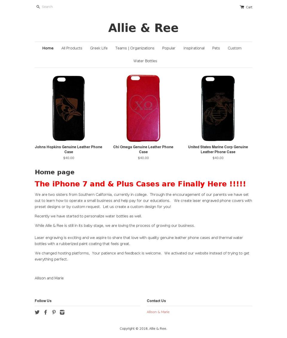 allieandree.com — Shopify storefront screenshot