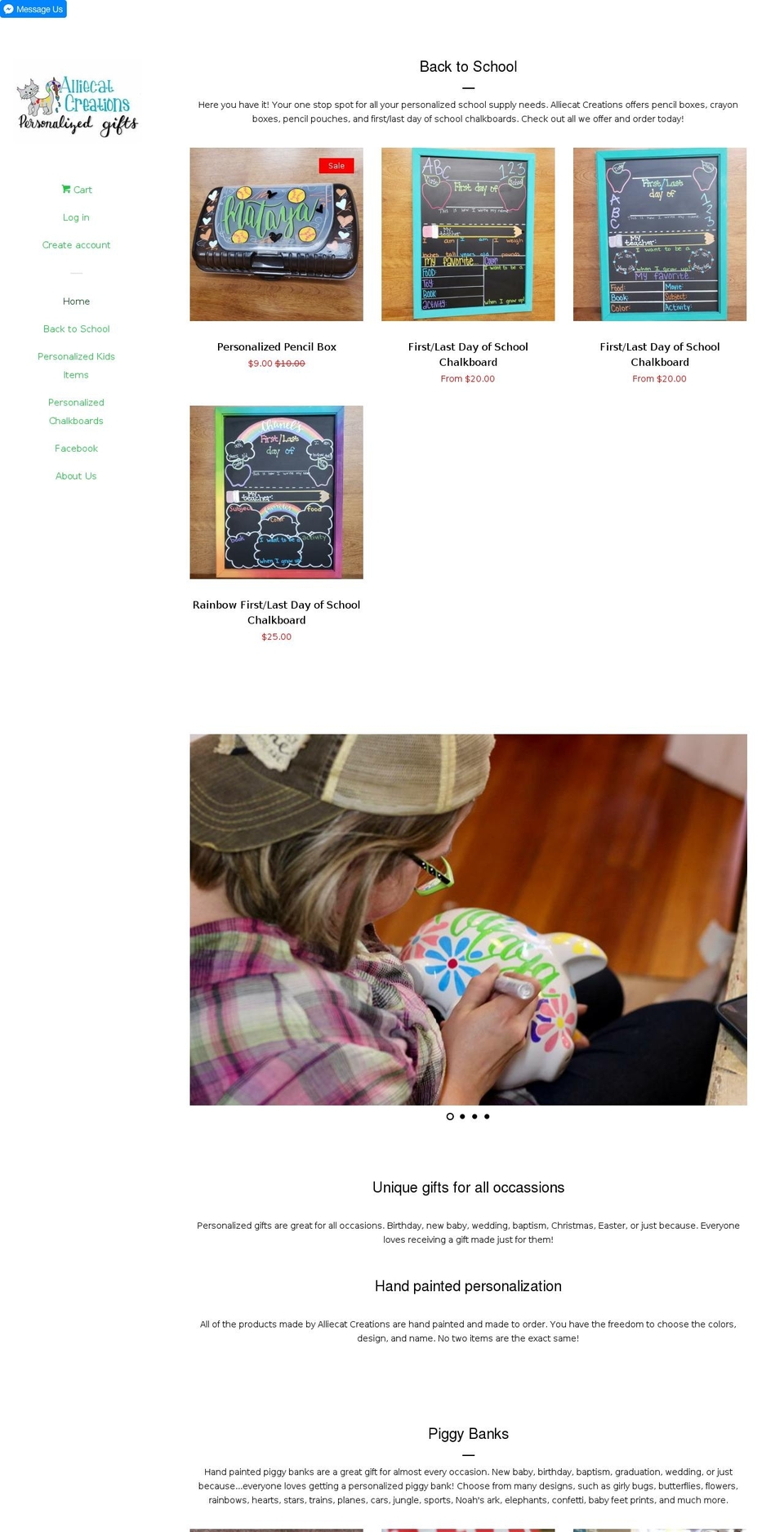 alliecatcreations.com shopify website screenshot