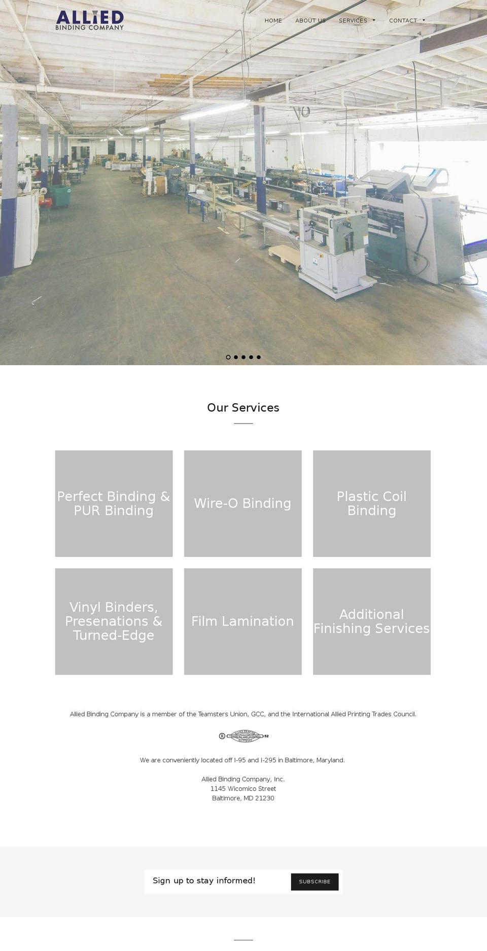 alliedbindingcompany.com — Shopify storefront screenshot