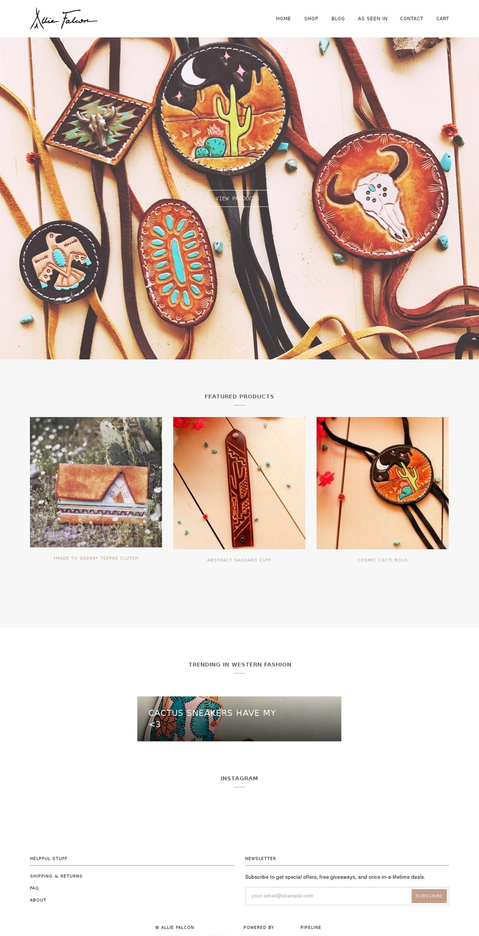 alliefalcon.com shopify website screenshot