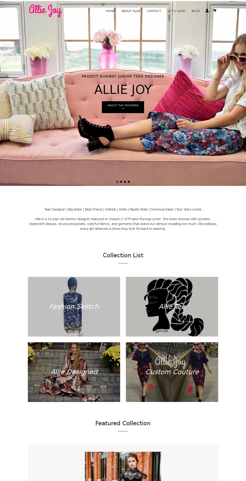alliejoylunt.com — Shopify storefront screenshot