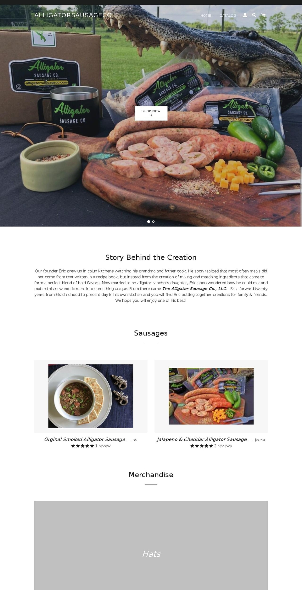 alligatorsausageco.com shopify website screenshot
