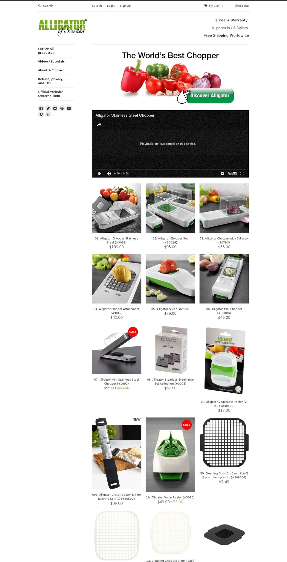 alligatorsonline.com shopify website screenshot