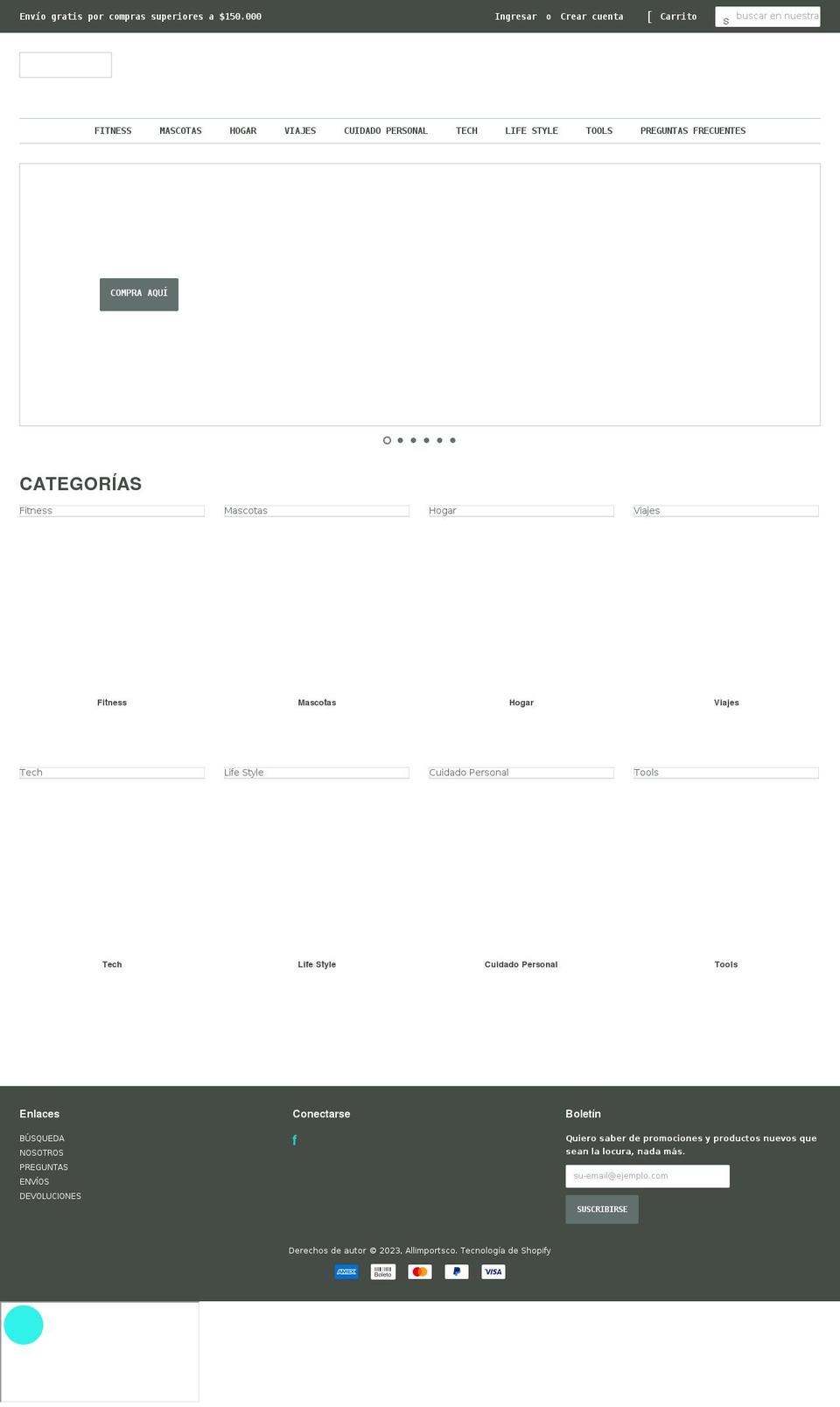 allimportsco.com shopify website screenshot