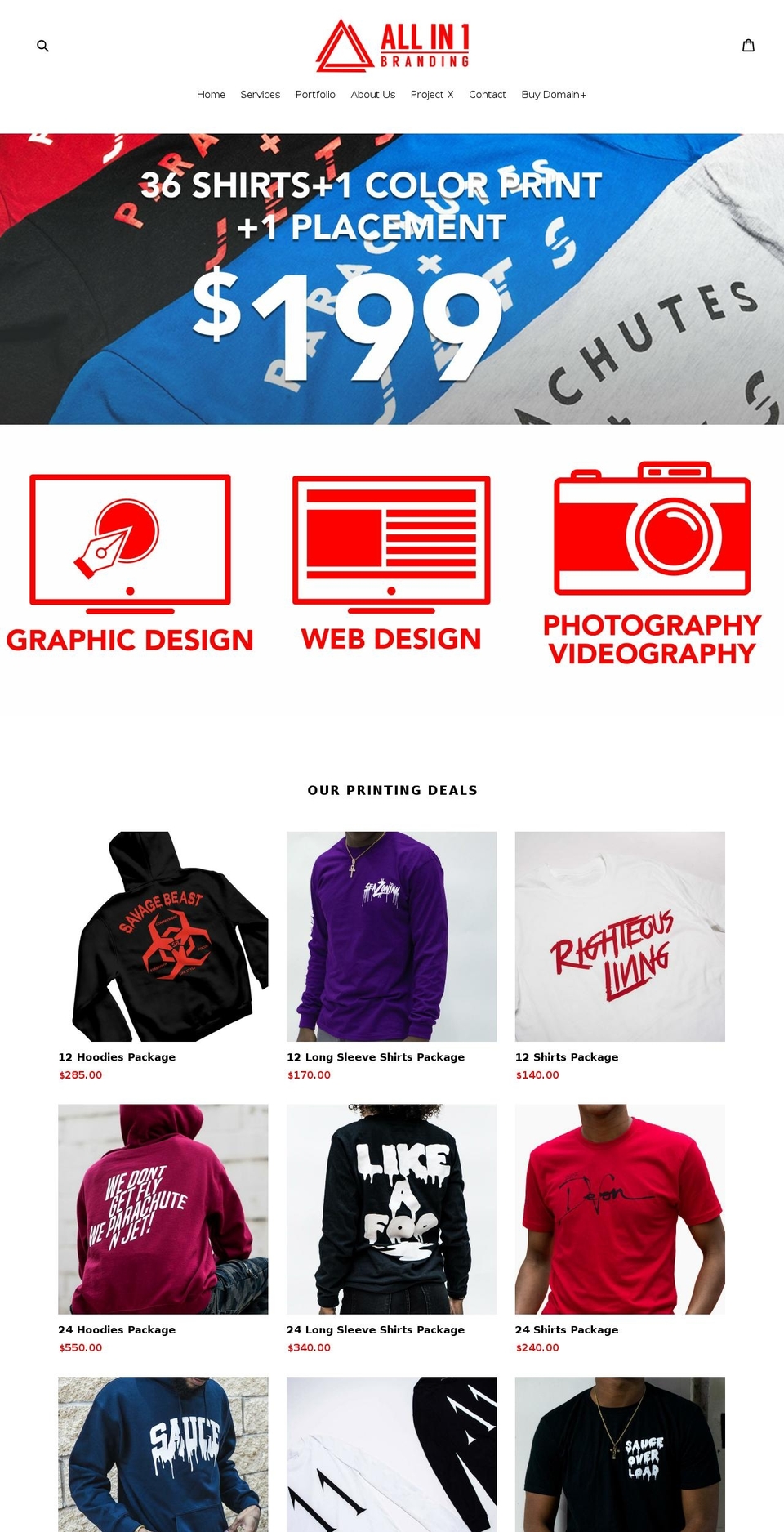 allin1branding.com — Shopify storefront screenshot