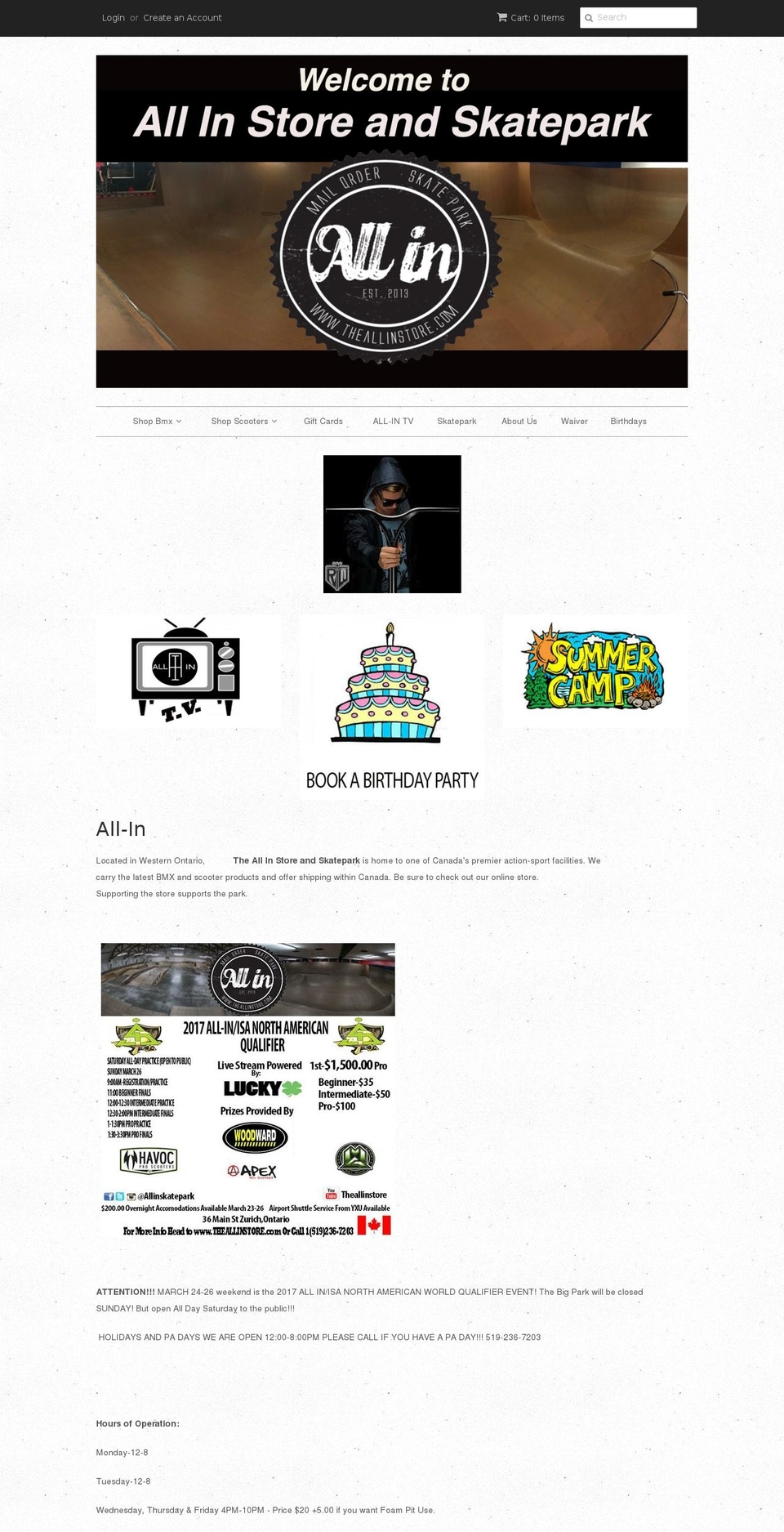 allinactionsports.com shopify website screenshot