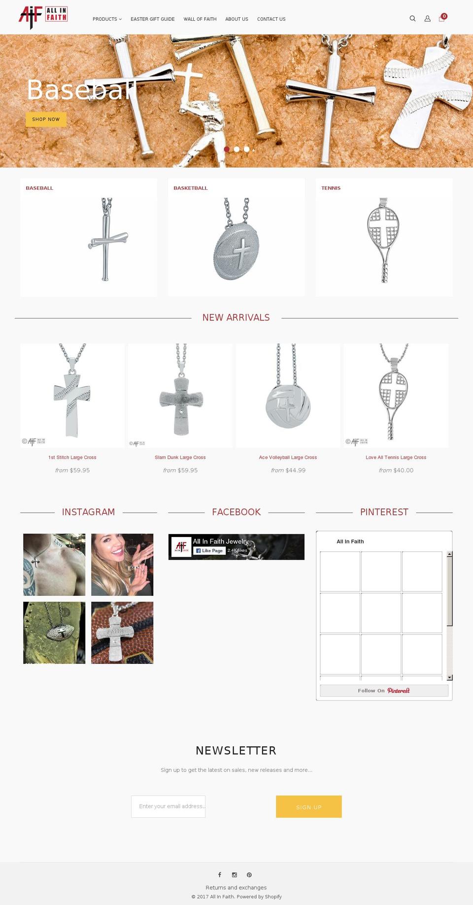 allinfaith.com shopify website screenshot