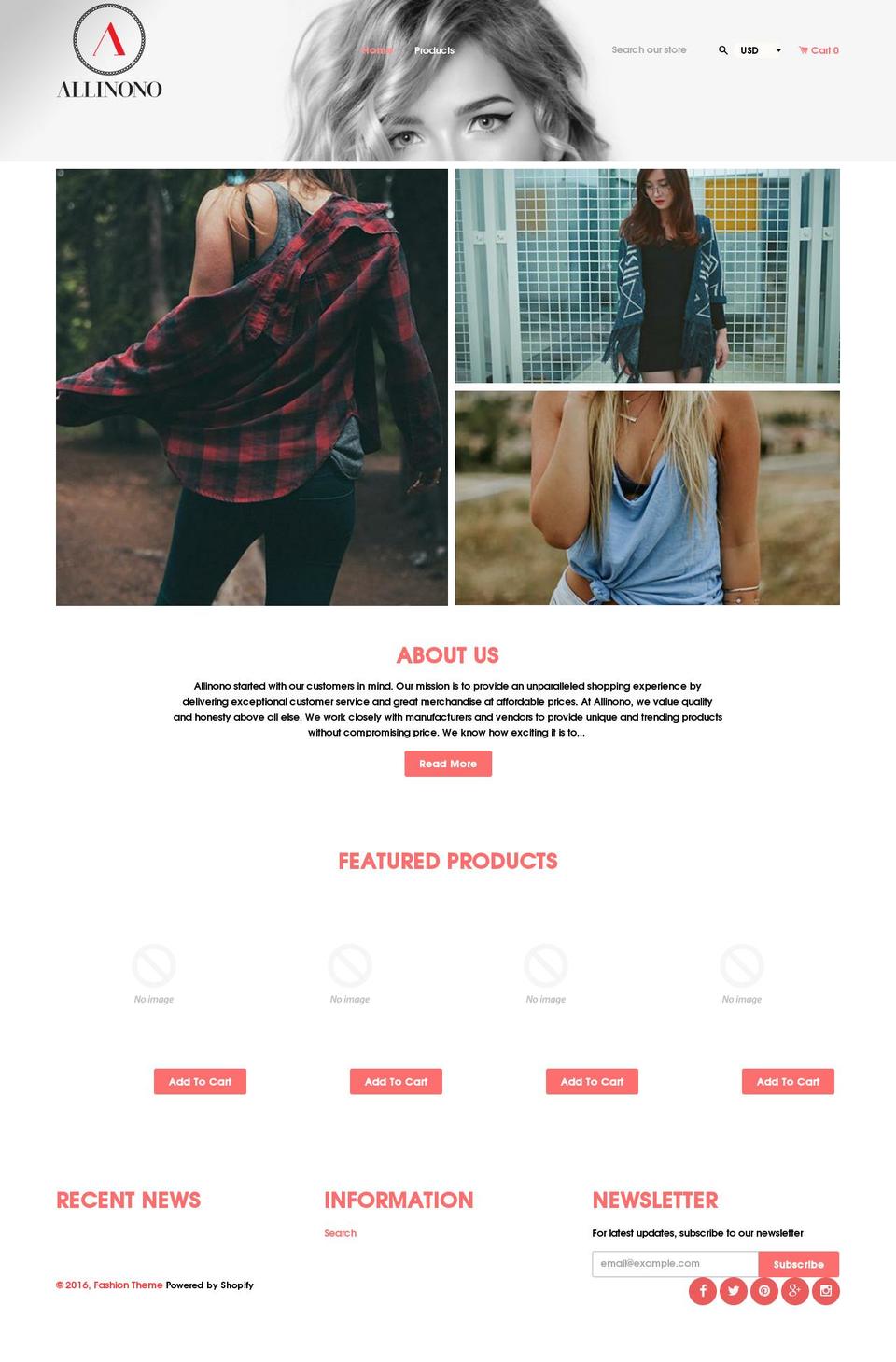 Lady Shopify theme site example allinono.com