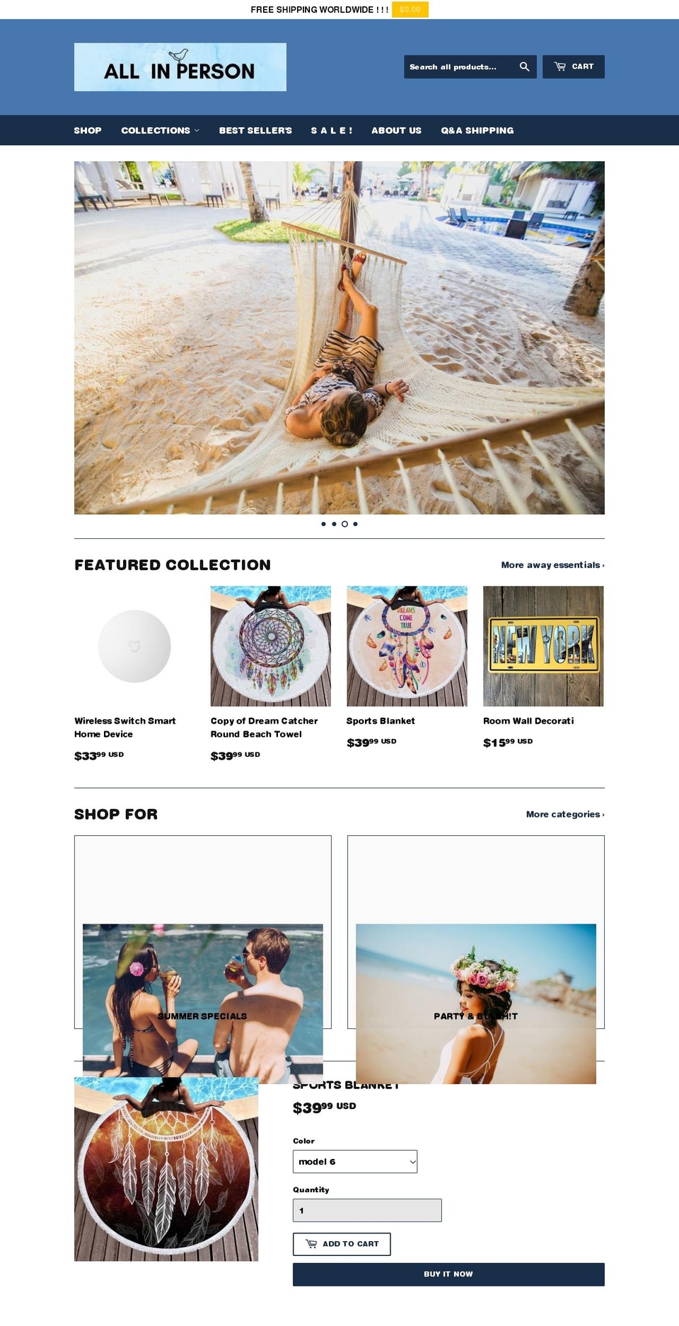 allinperson.com — Shopify storefront screenshot