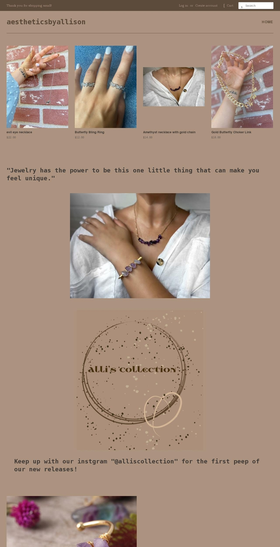 alliscollection.com shopify website screenshot
