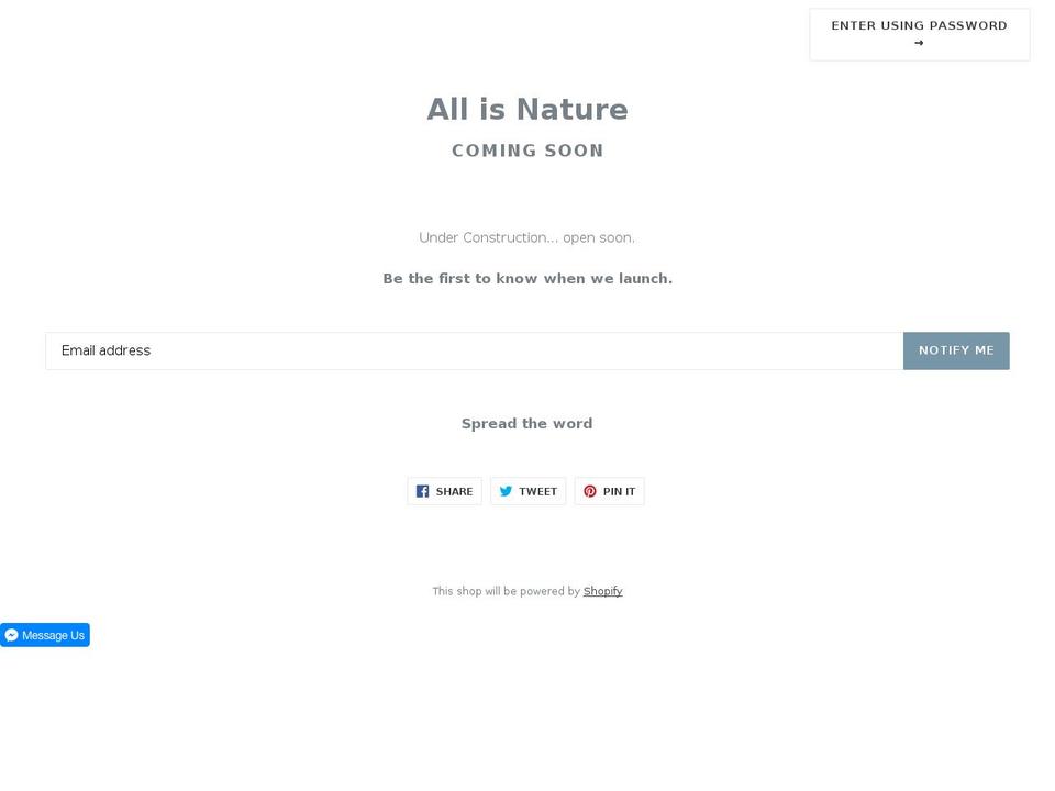allisnature.com shopify website screenshot
