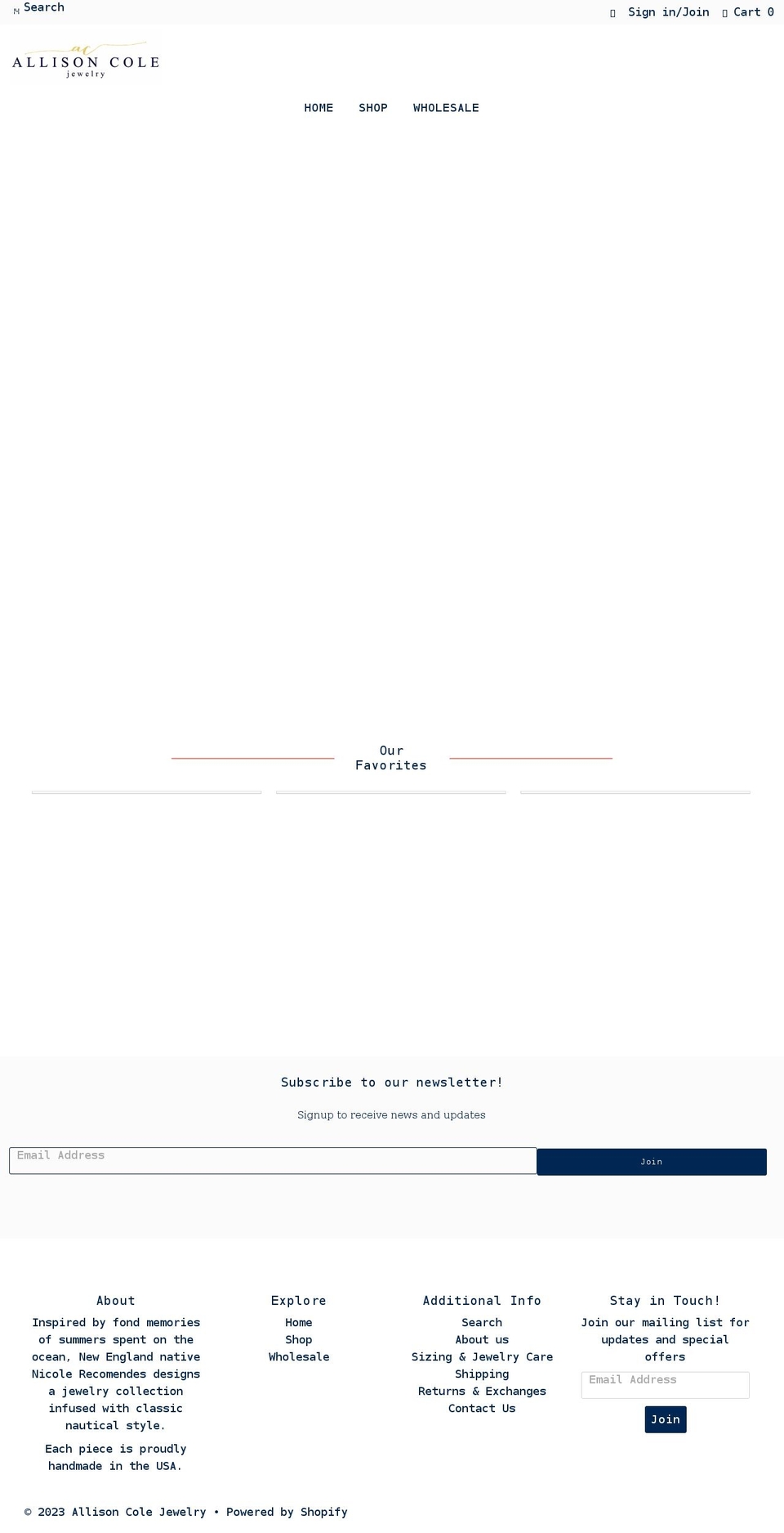 allison-cole-jewelry.myshopify.com shopify website screenshot