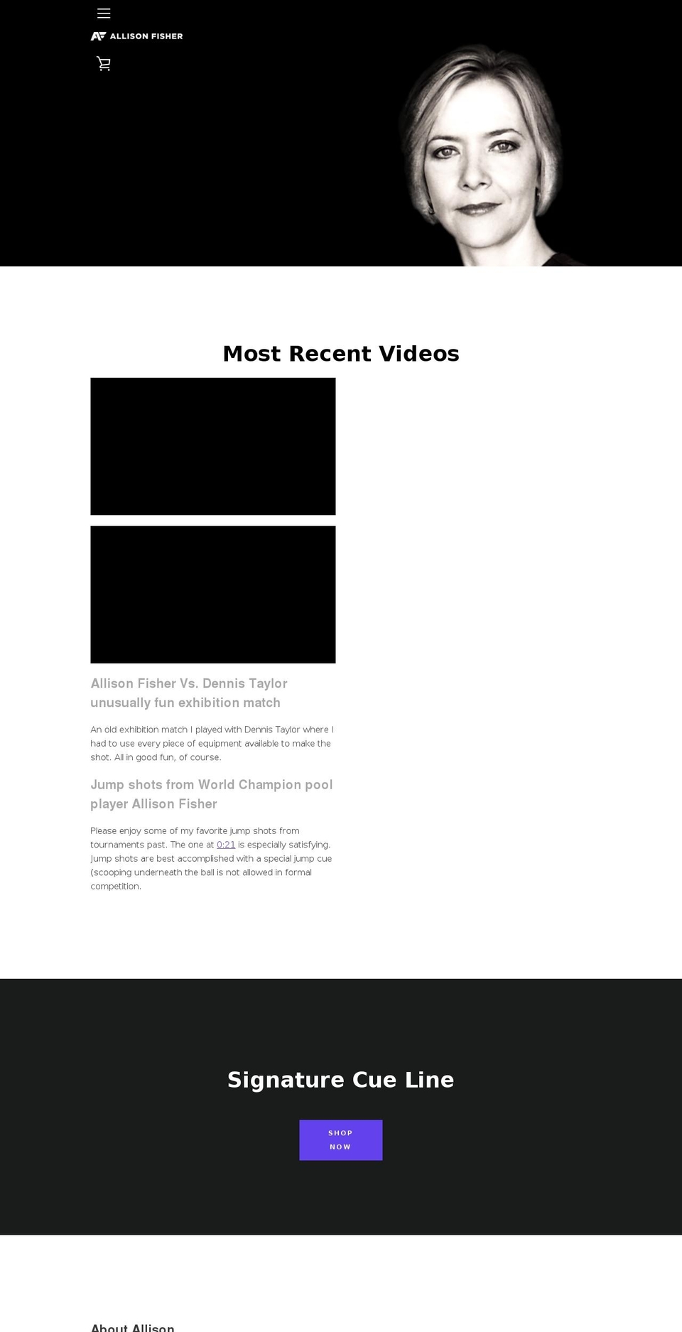 allisonfisher.com — Shopify storefront screenshot