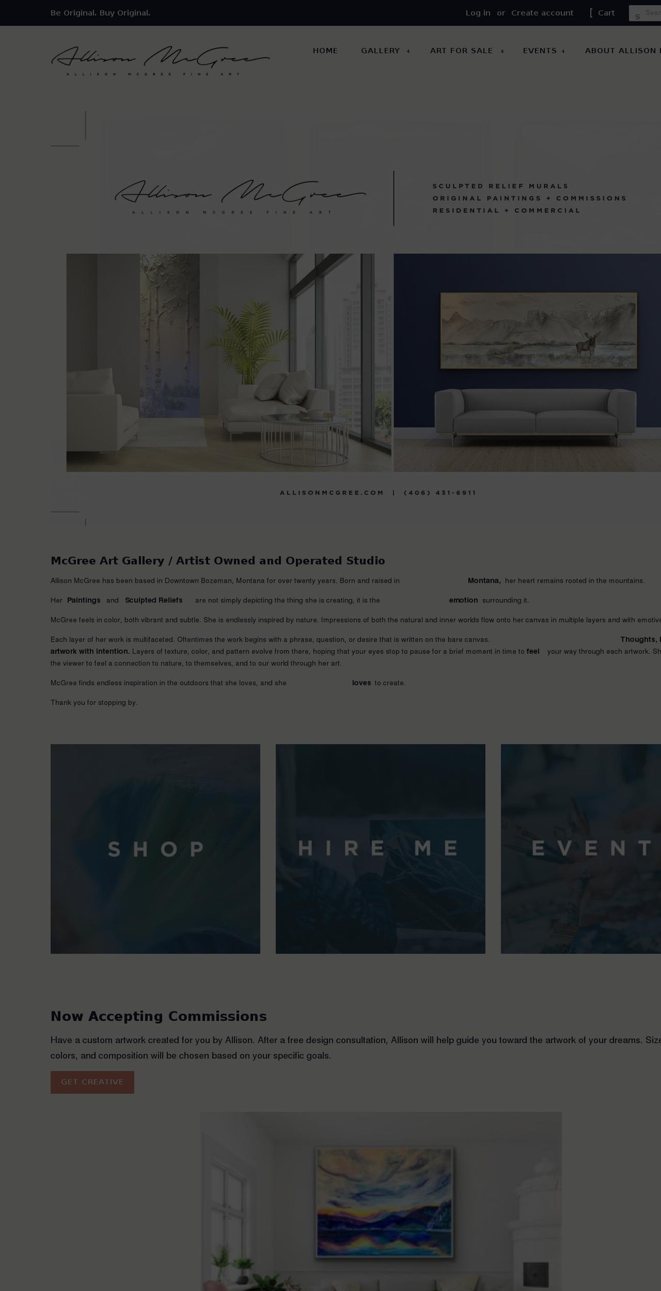 allisonmcgree.com shopify website screenshot