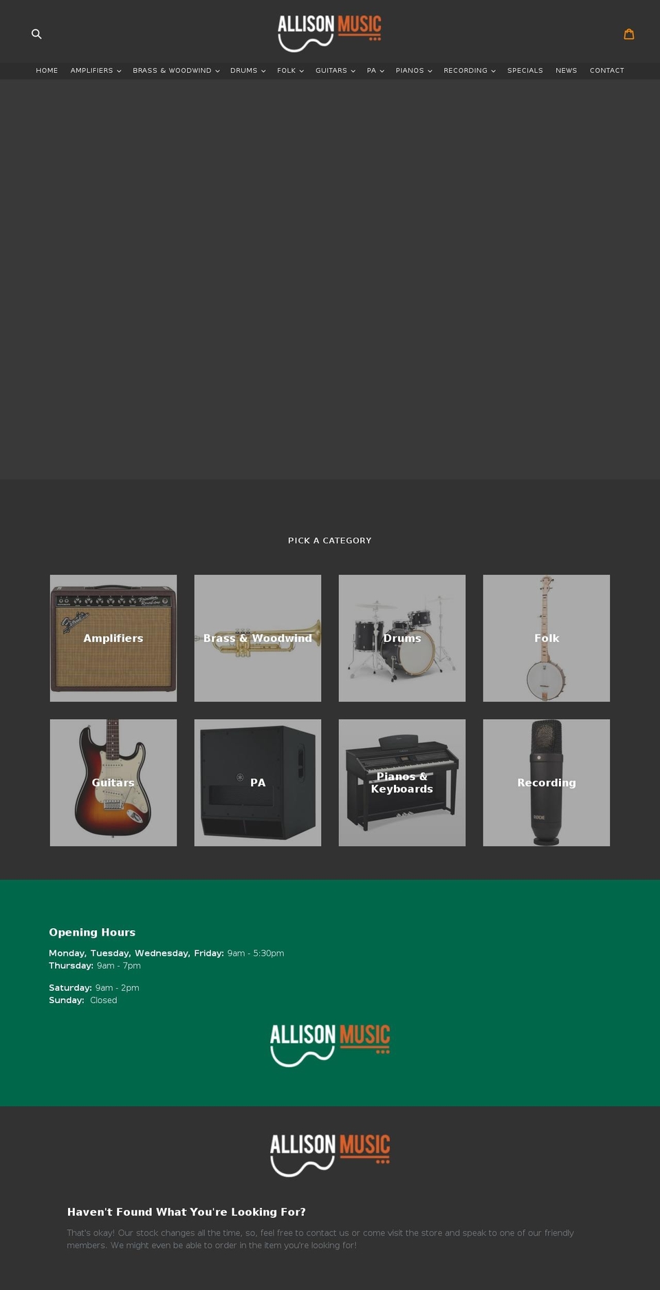 allisonmusic.com.au shopify website screenshot