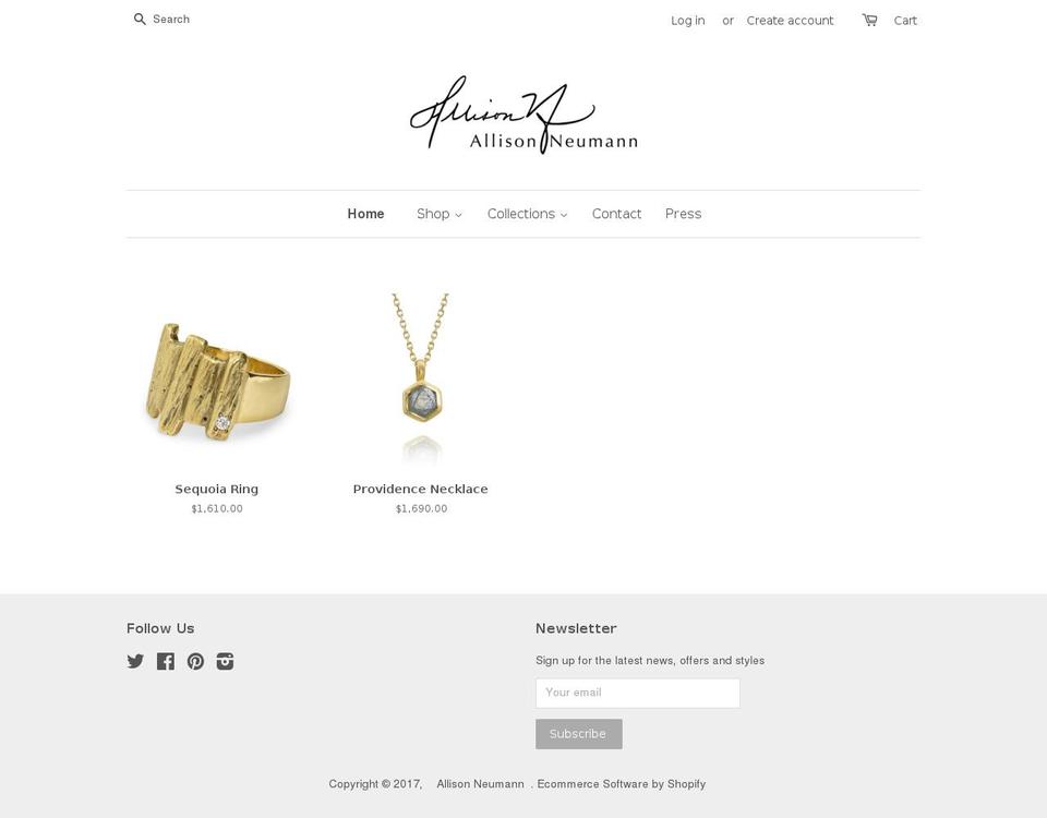 allisonneumann.com shopify website screenshot