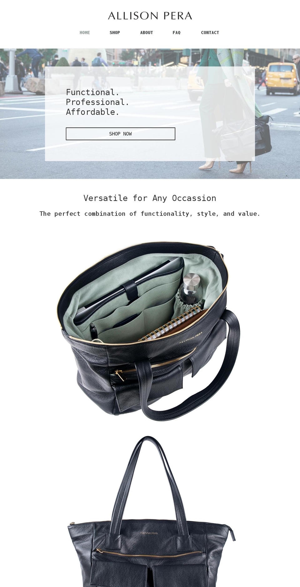 allisonpera.com shopify website screenshot