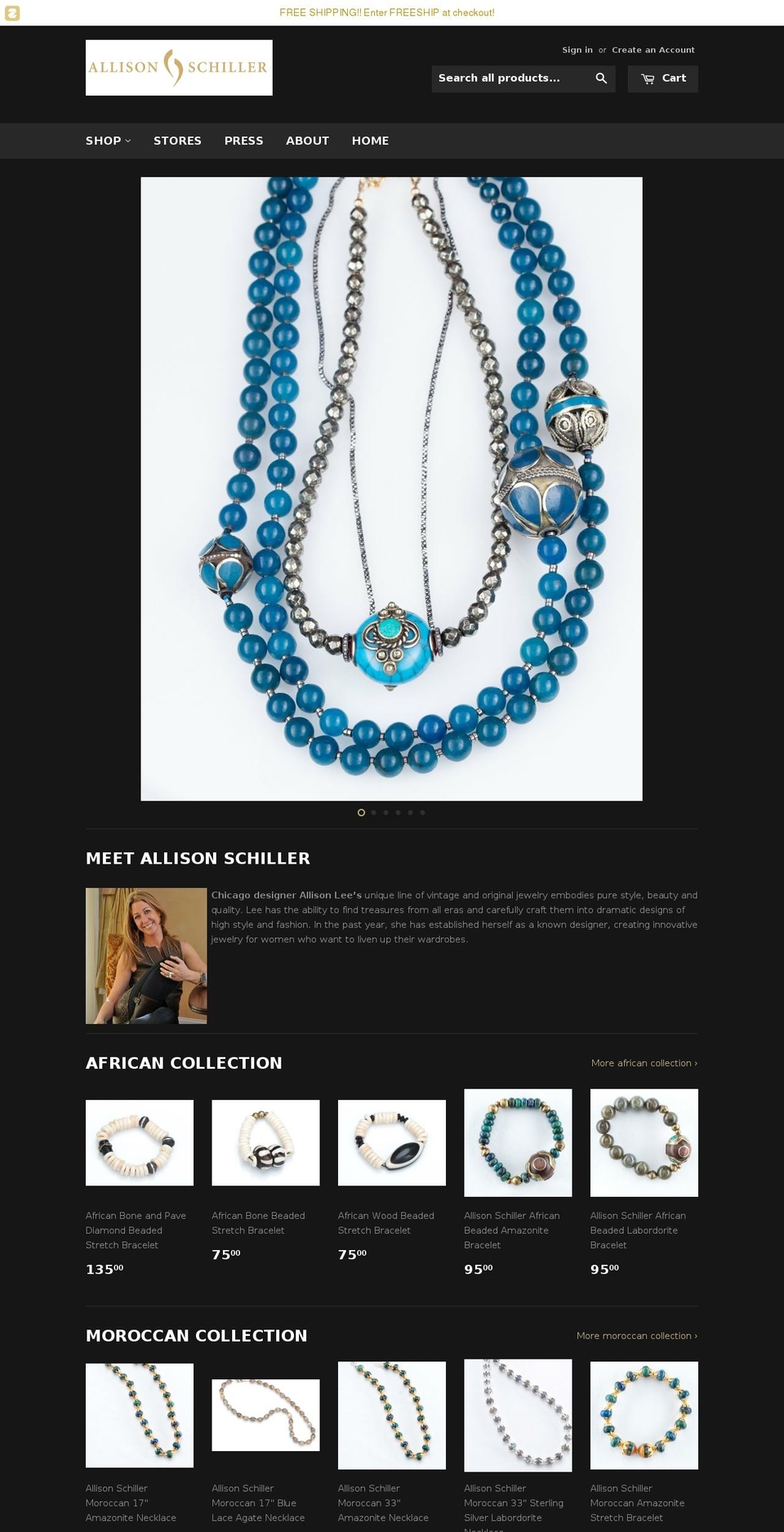 allisonschiller.com shopify website screenshot