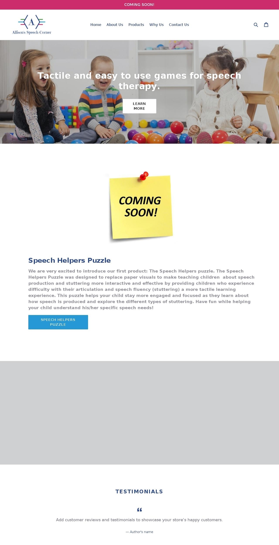 allisonsspeechcorner.com — Shopify storefront screenshot