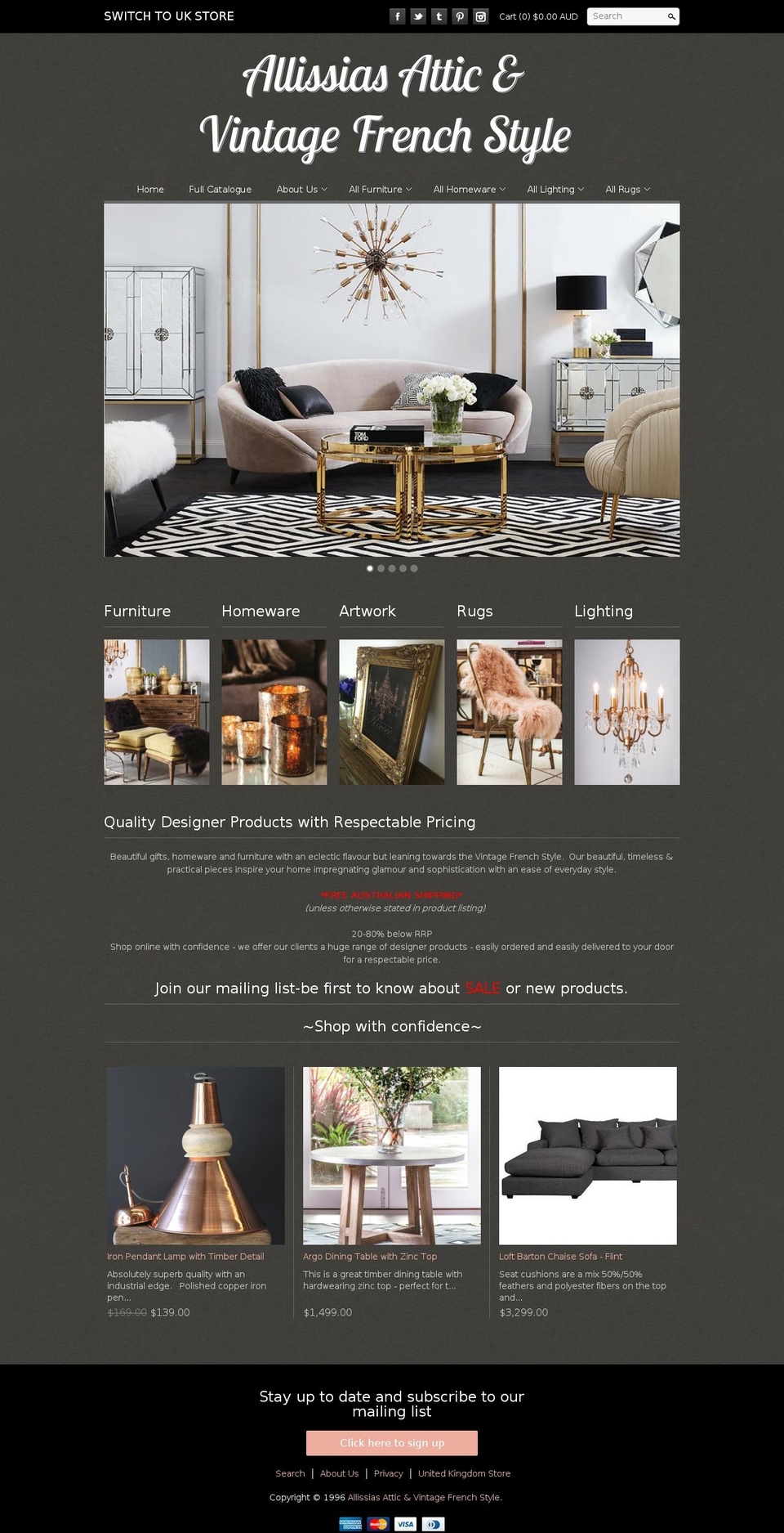 allissiasatticdesign.com — Shopify storefront screenshot