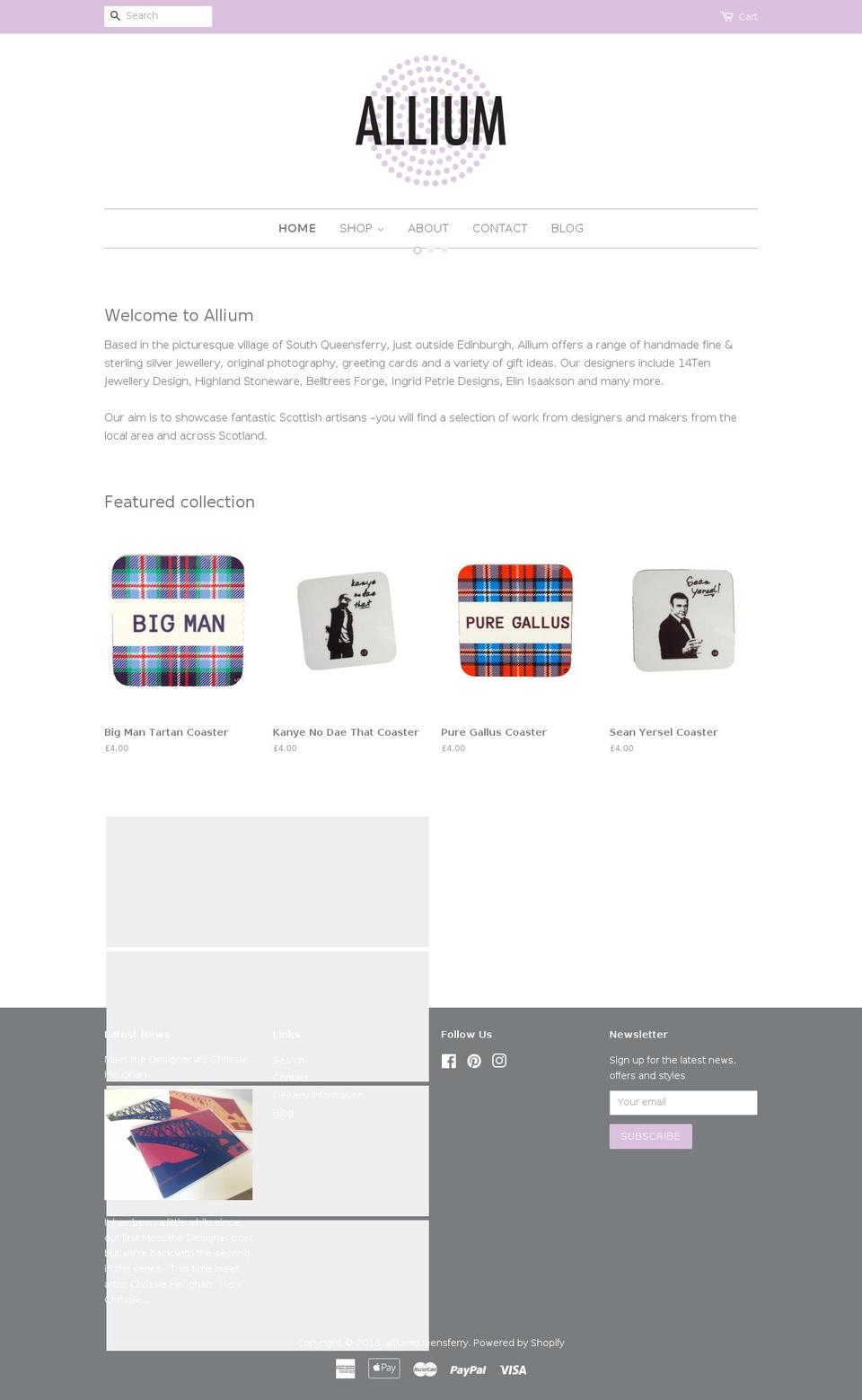 alliumqueensferry.com — Shopify storefront screenshot