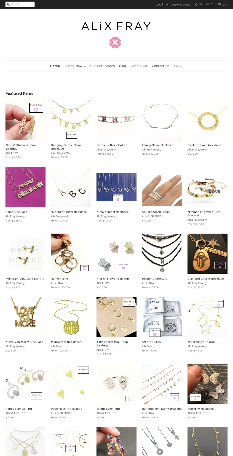 allixfrayjewelry.com shopify website screenshot