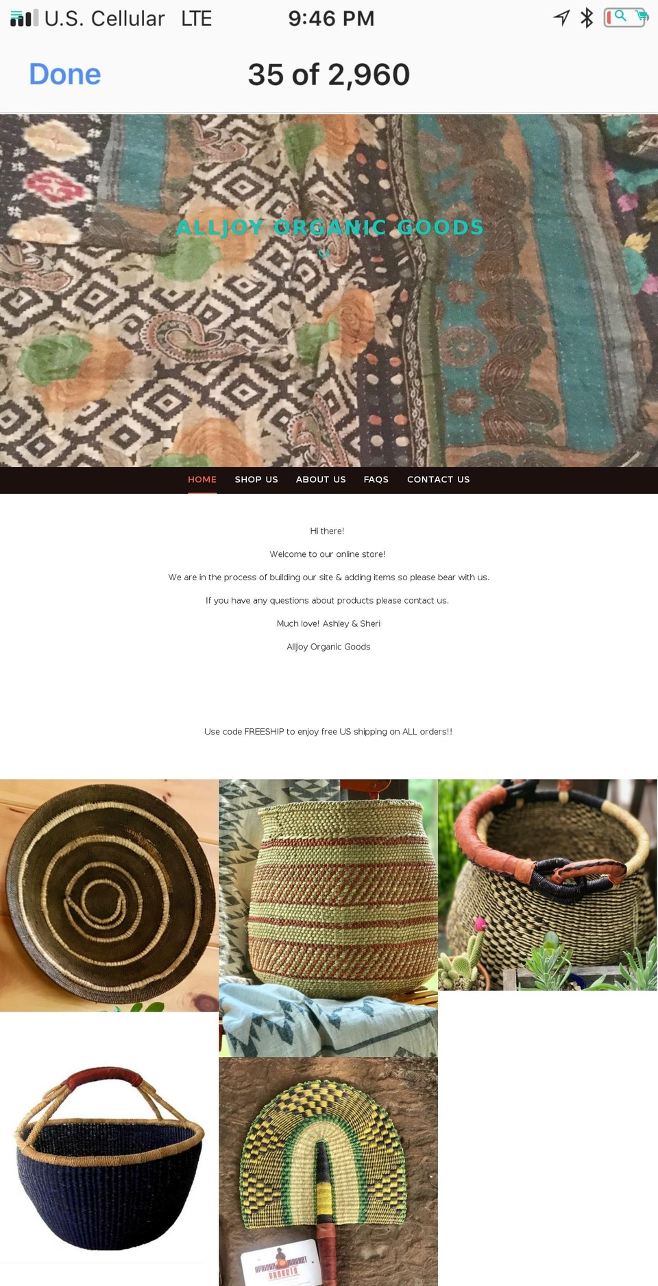 alljoyorganicgoods.com shopify website screenshot