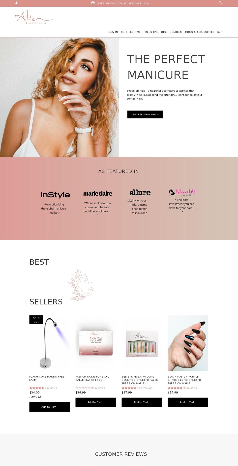 allkemnails.com shopify website screenshot