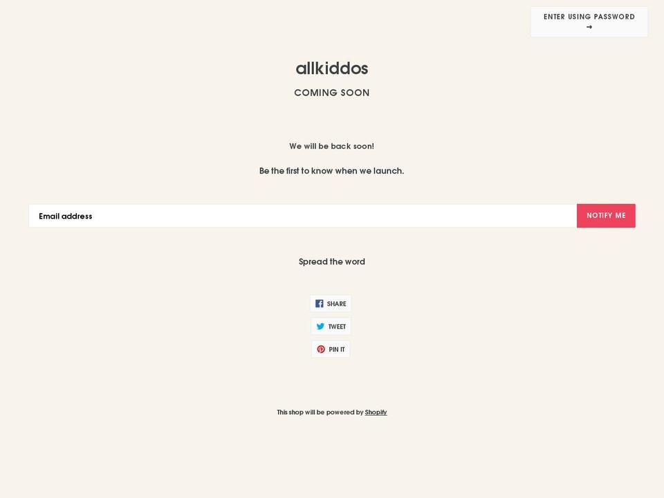 allkiddos.com — Shopify storefront screenshot