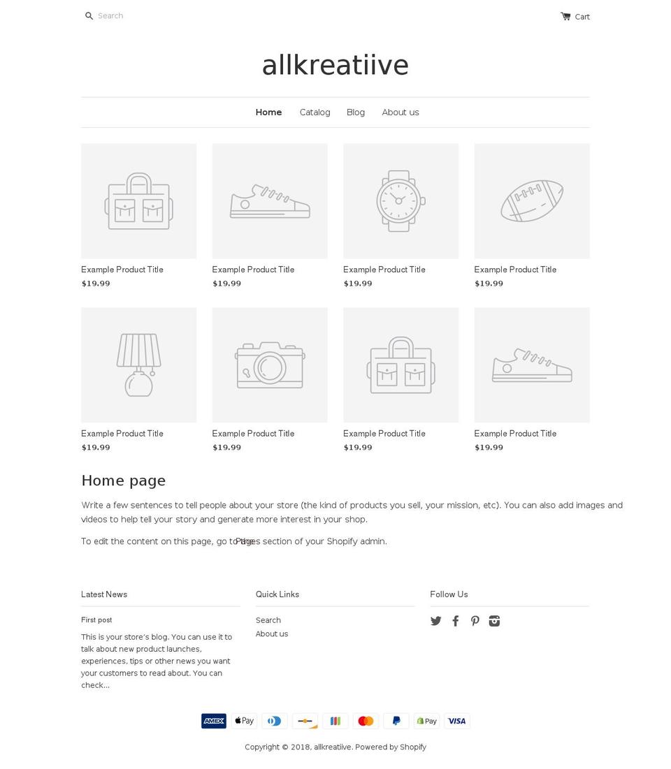allkreatiive.com shopify website screenshot