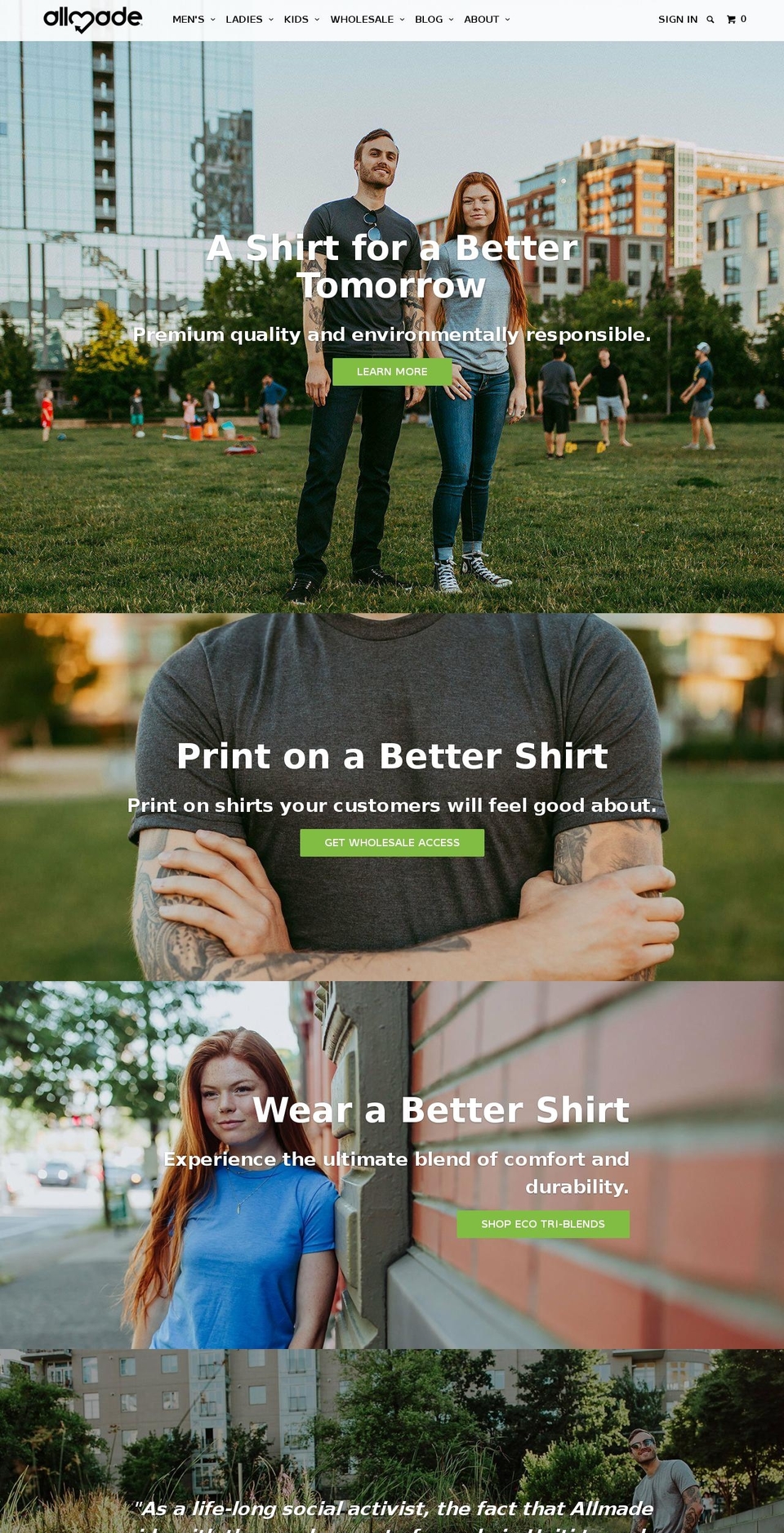 allmade.com shopify website screenshot