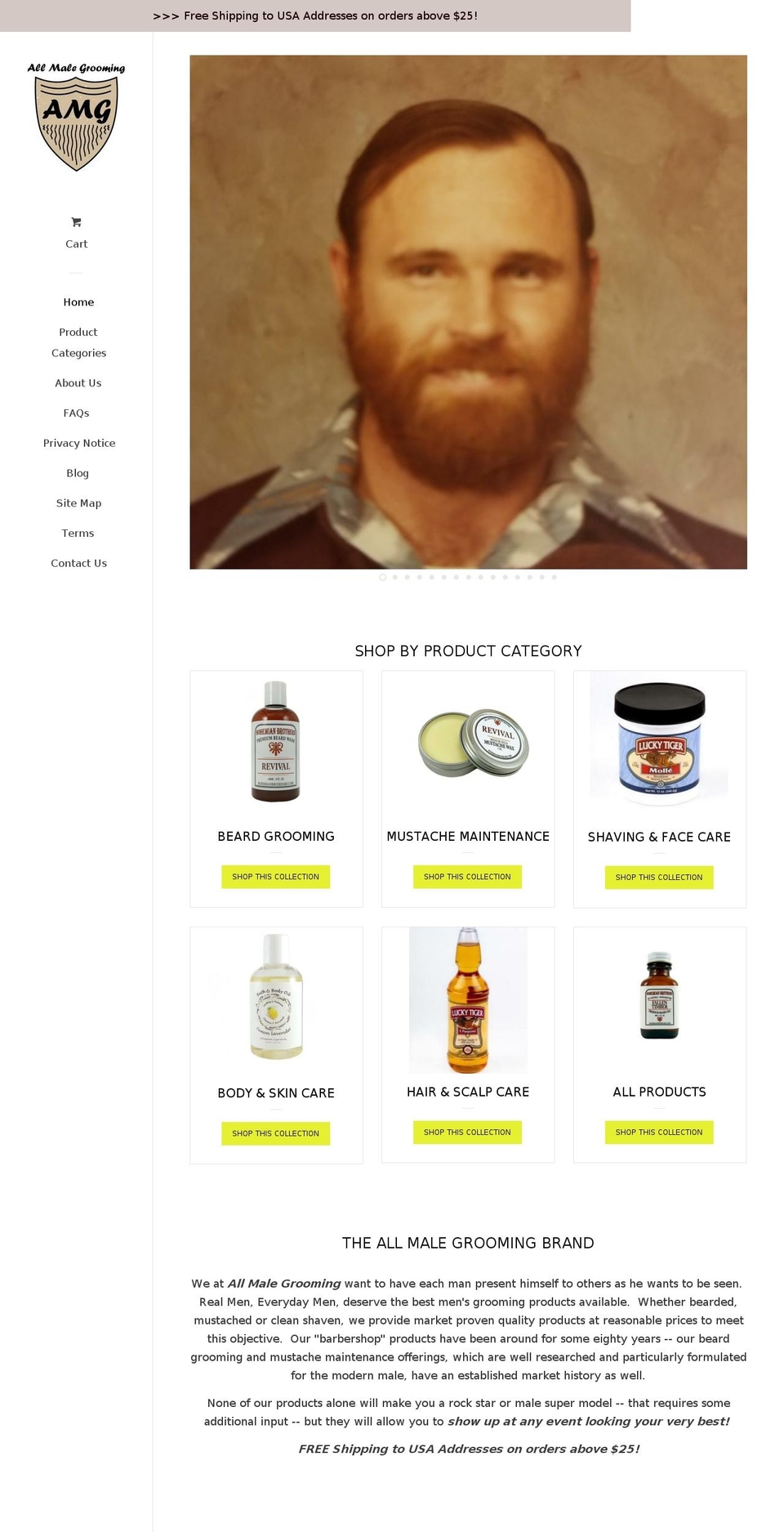 allmalegrooming.com — Shopify storefront screenshot