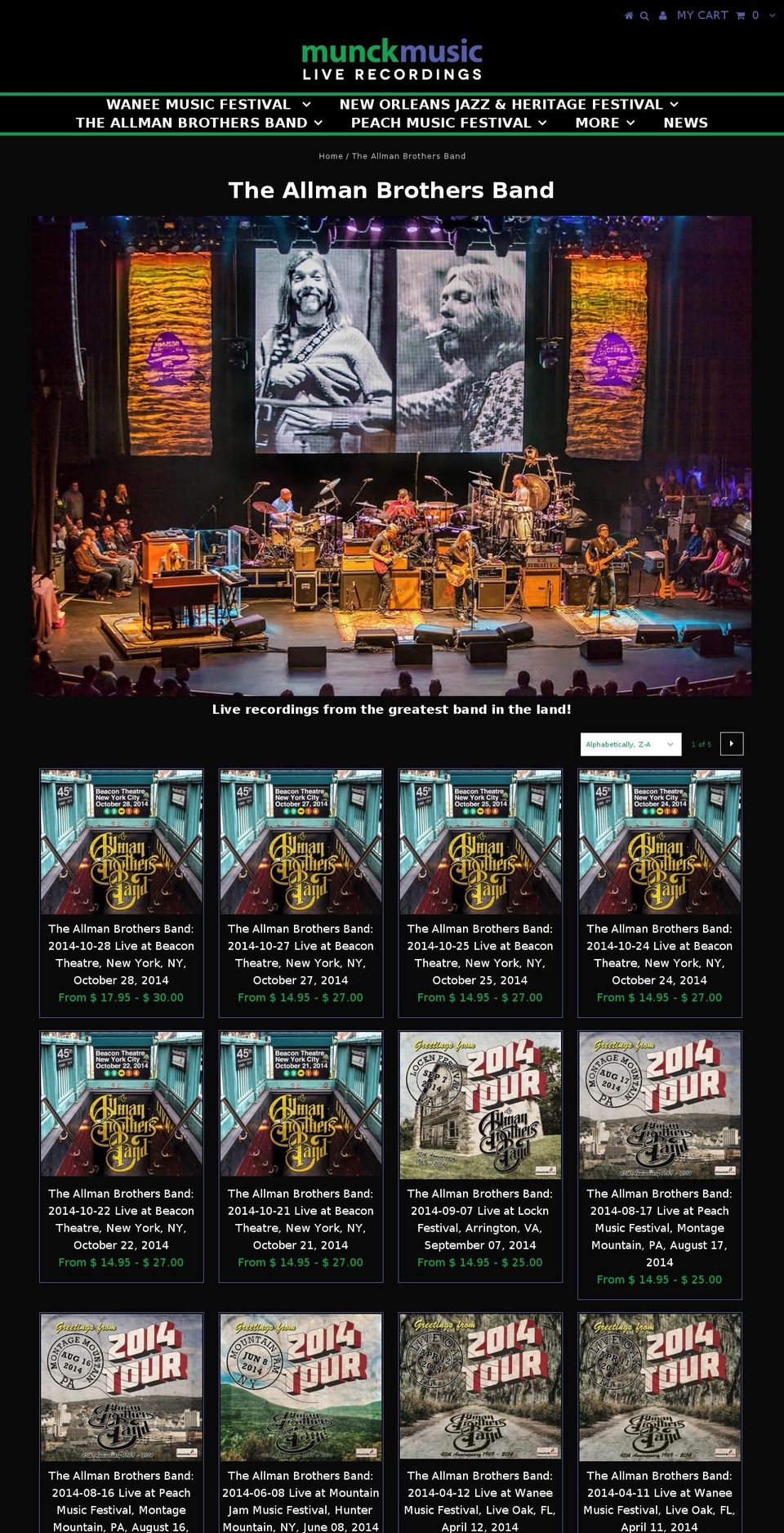 allmanbrotherslive.com — Shopify storefront screenshot
