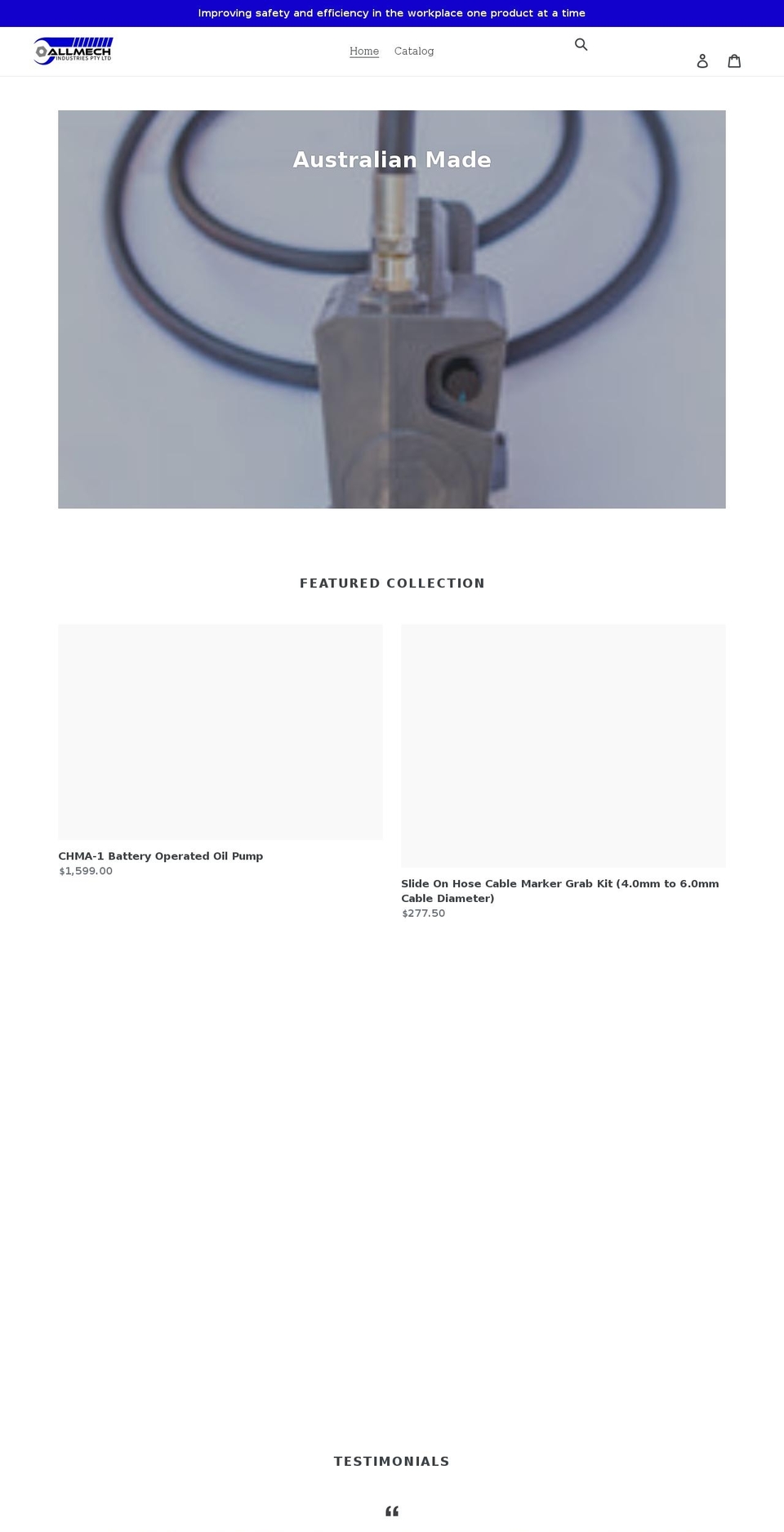 allmechindustries.com shopify website screenshot