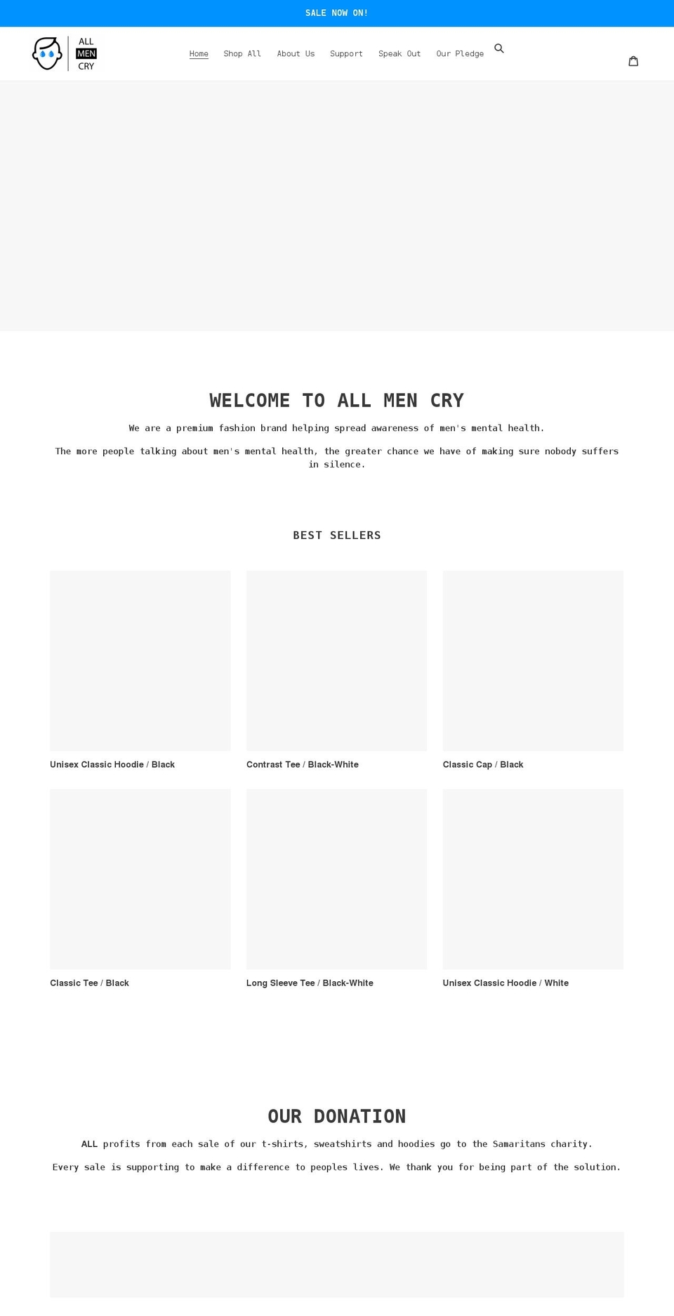 allmencry.com shopify website screenshot