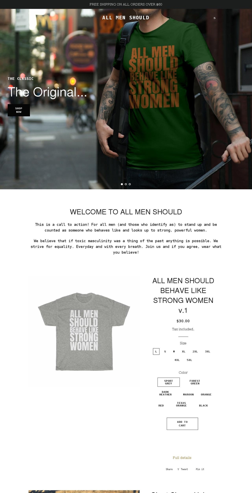 allmenshould.com shopify website screenshot