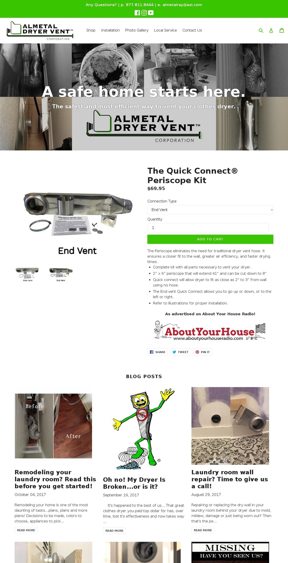 allmetaldryervent.com — Shopify storefront screenshot