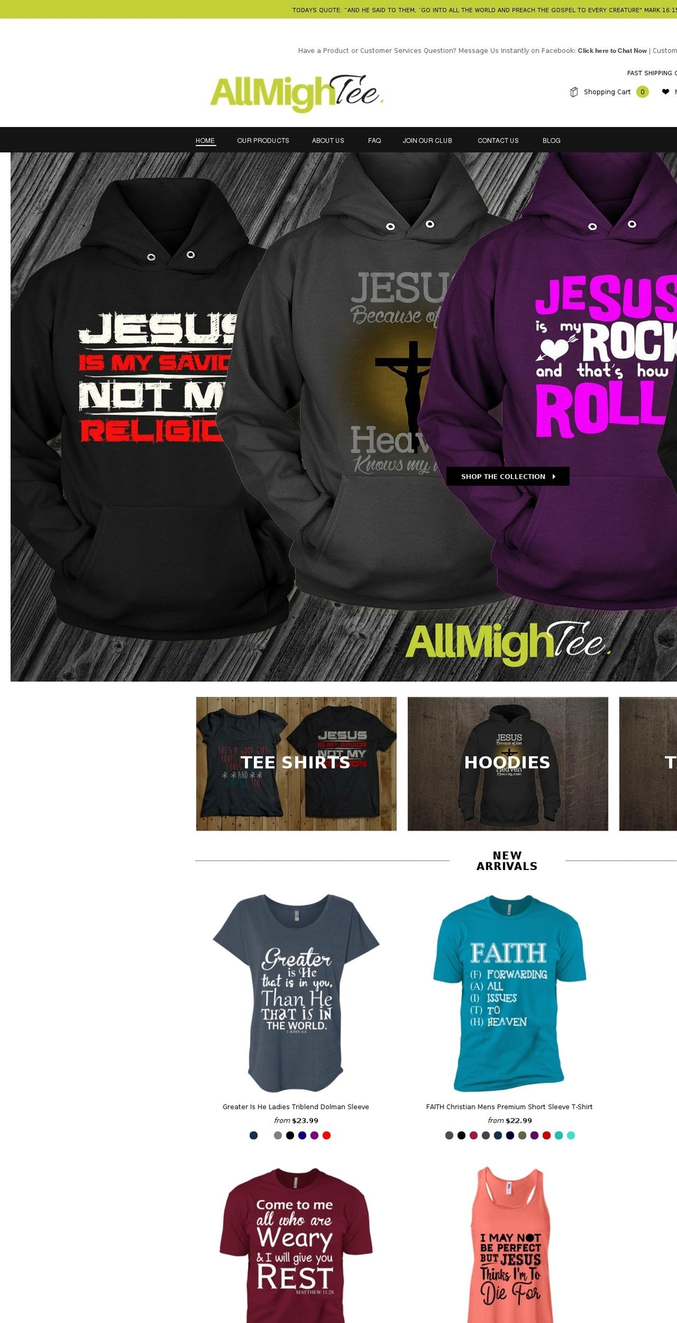 allmightee.com — Shopify storefront screenshot