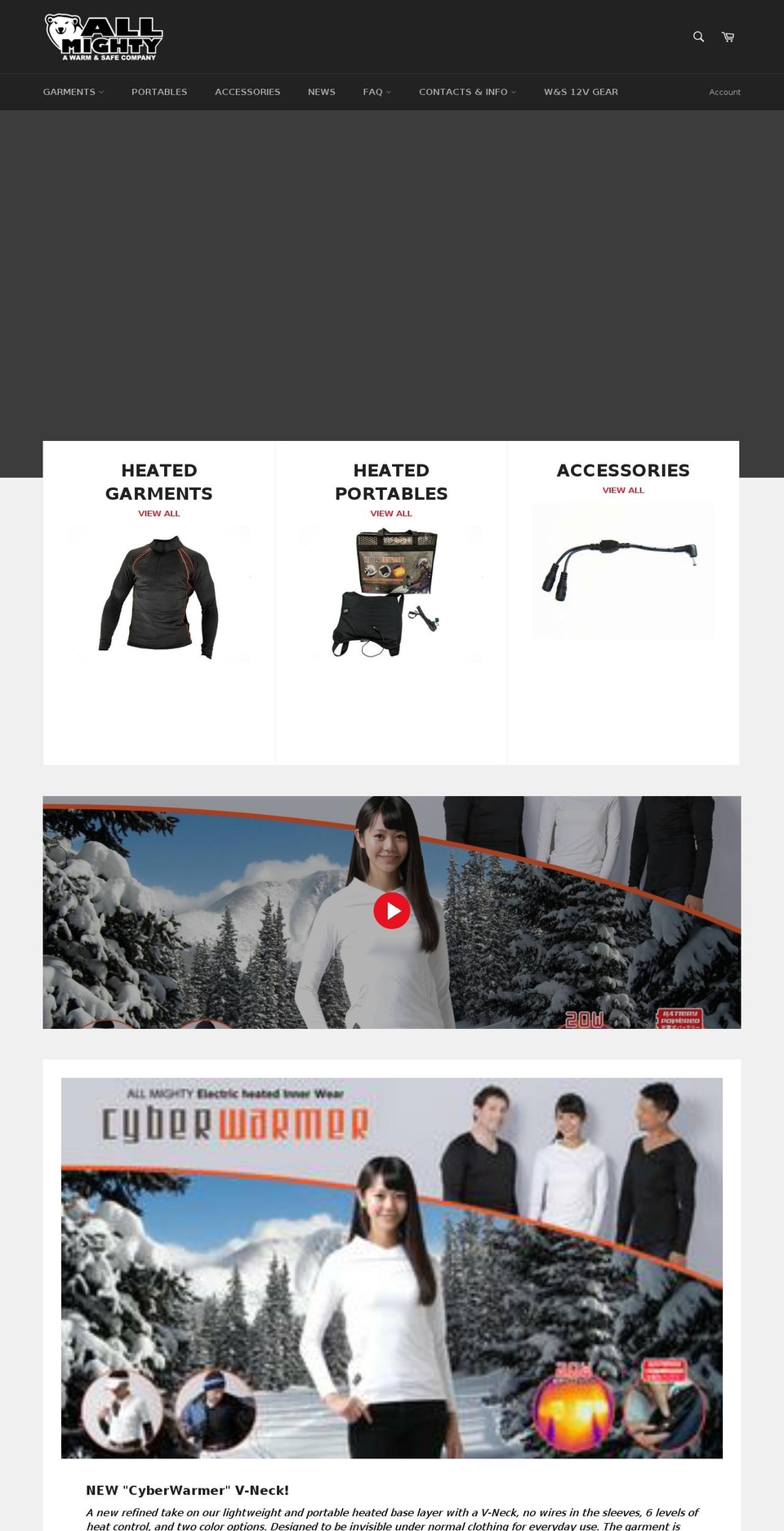 allmightyheated.com — Shopify storefront screenshot
