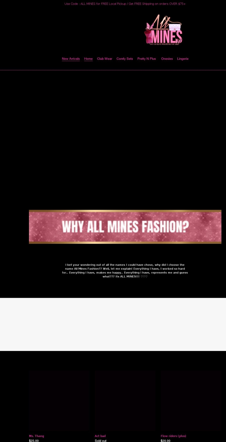 allminesfashion.com shopify website screenshot