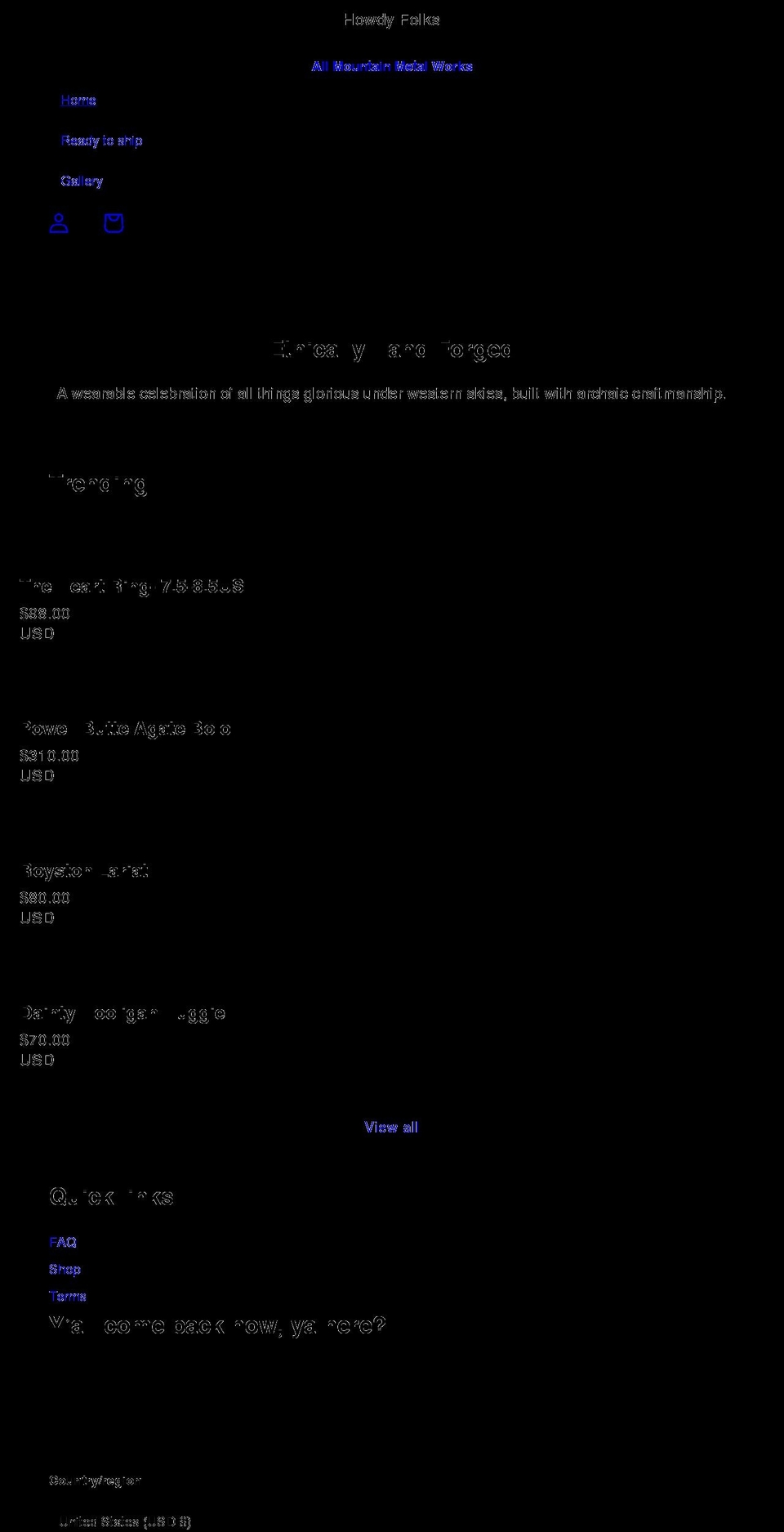 allmountainmetalworks.com shopify website screenshot