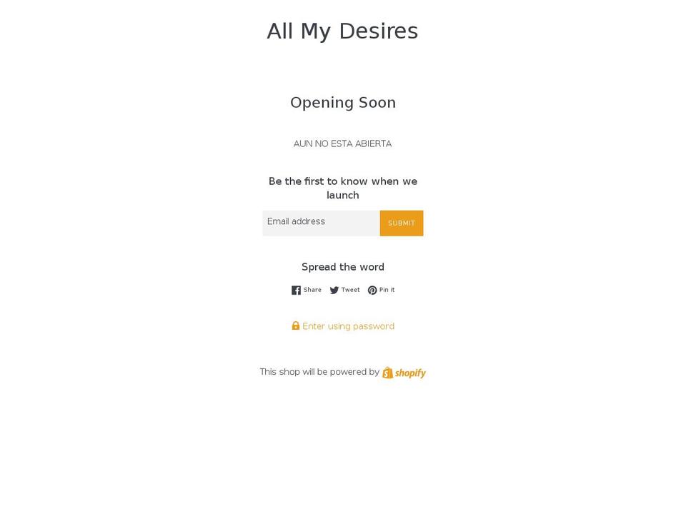 allmydesires.com — Shopify storefront screenshot