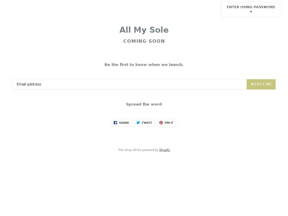 allmysole.com — Shopify storefront screenshot