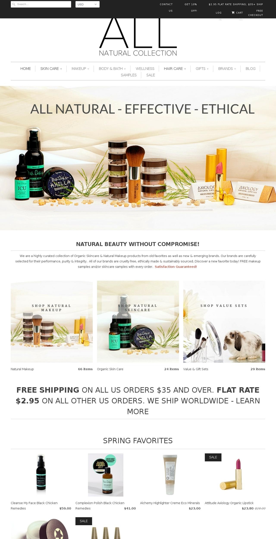 allnaturalcollection.com shopify website screenshot