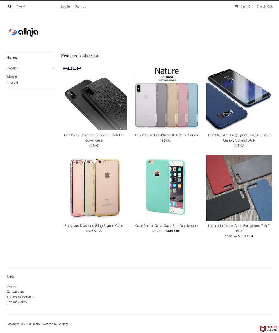 allnia.net shopify website screenshot