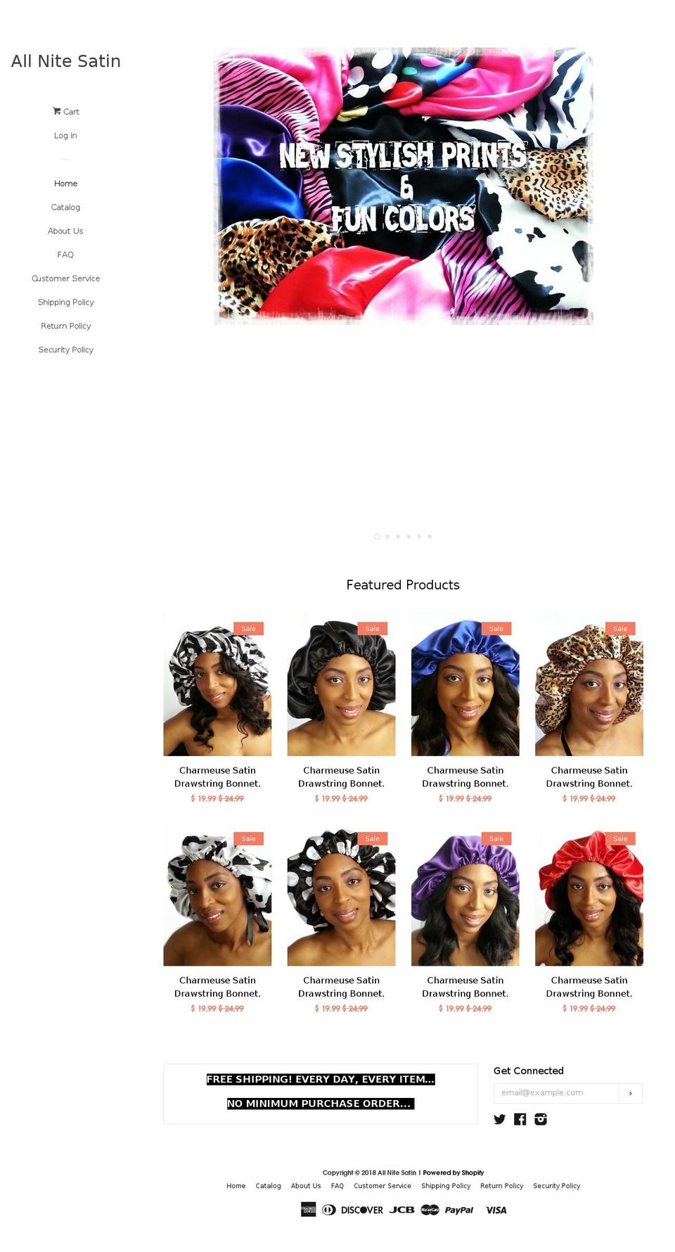 allnitesatin.com — Shopify storefront screenshot