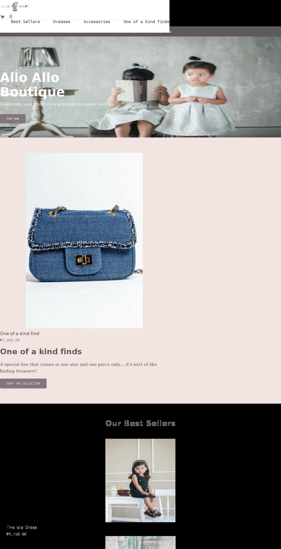 alloalloboutique.com shopify website screenshot